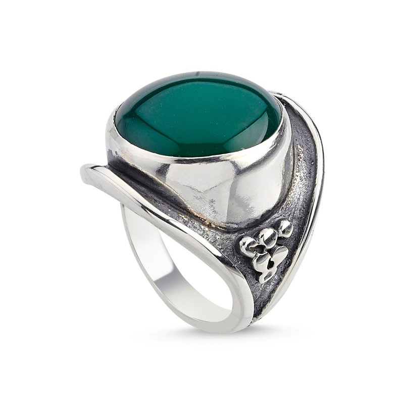 Green Agate Handmade Ring - R84698