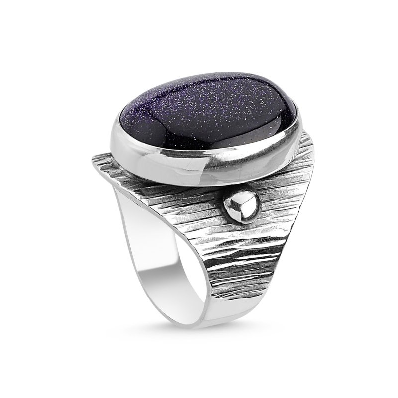 Blue Goldstone Stone Handmade Ring - R84726