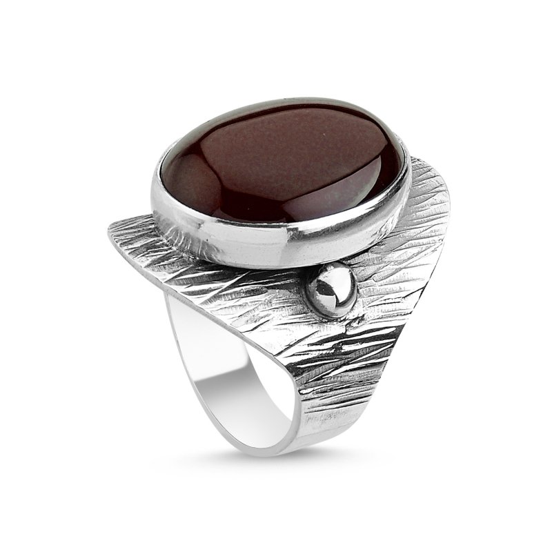 Red Agate Handmade Ring - R84728