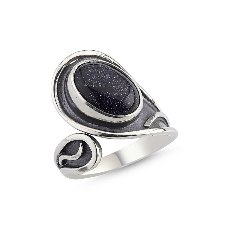 Blue Goldstone Stone Handmade Ring - R84743