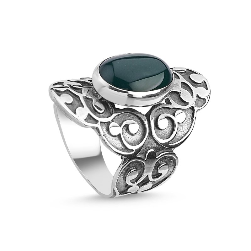 Green Agate Handmade Ring - R84753