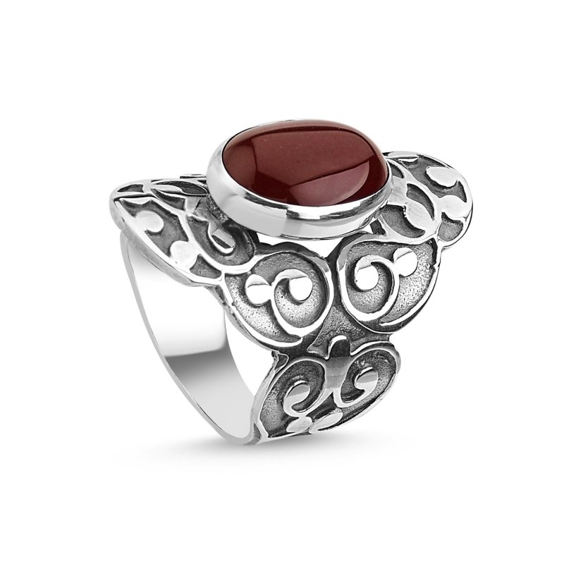 Red Agate Handmade Ring - R84755