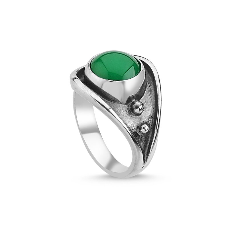 Green Agate Handmade Adjustable Size Ring - R84760