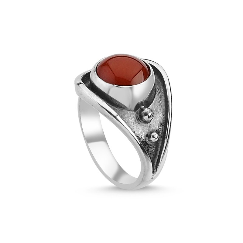 Red Agate Handmade Adjustable Size Ring - R84761