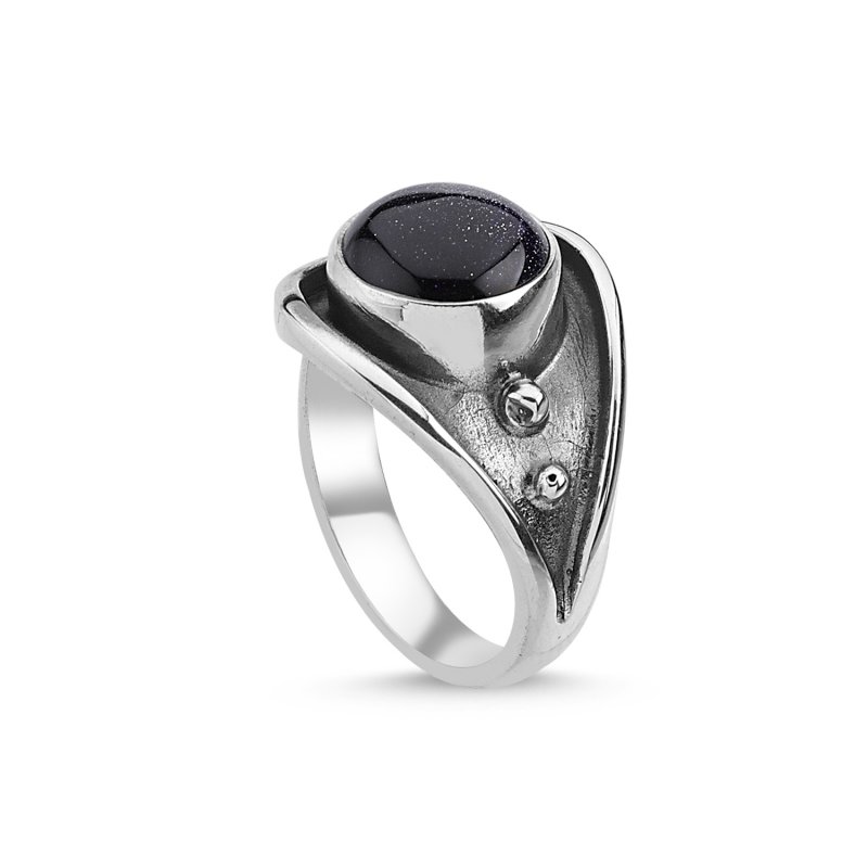 Blue Goldstone Stone Handmade Ring - R84769