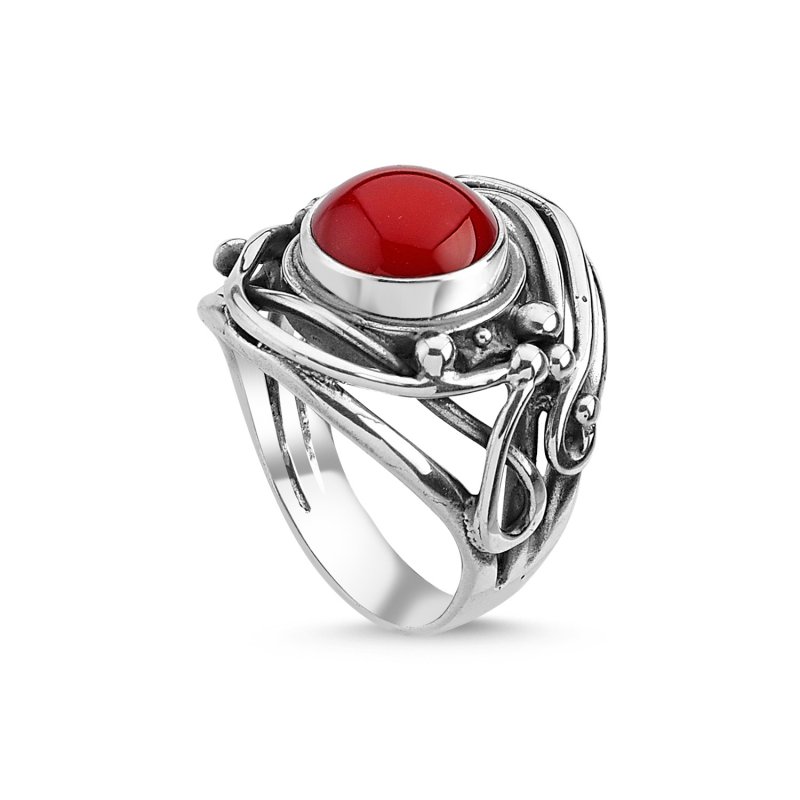 Coral Stone Handmade Ring - R84771