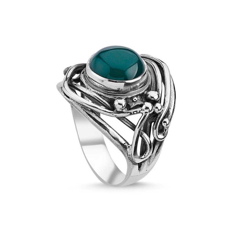 Green Agate Handmade Ring - R84772