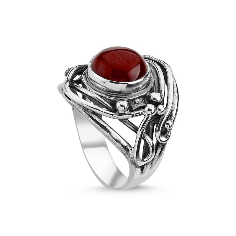 Red Agate Handmade Ring - R84773