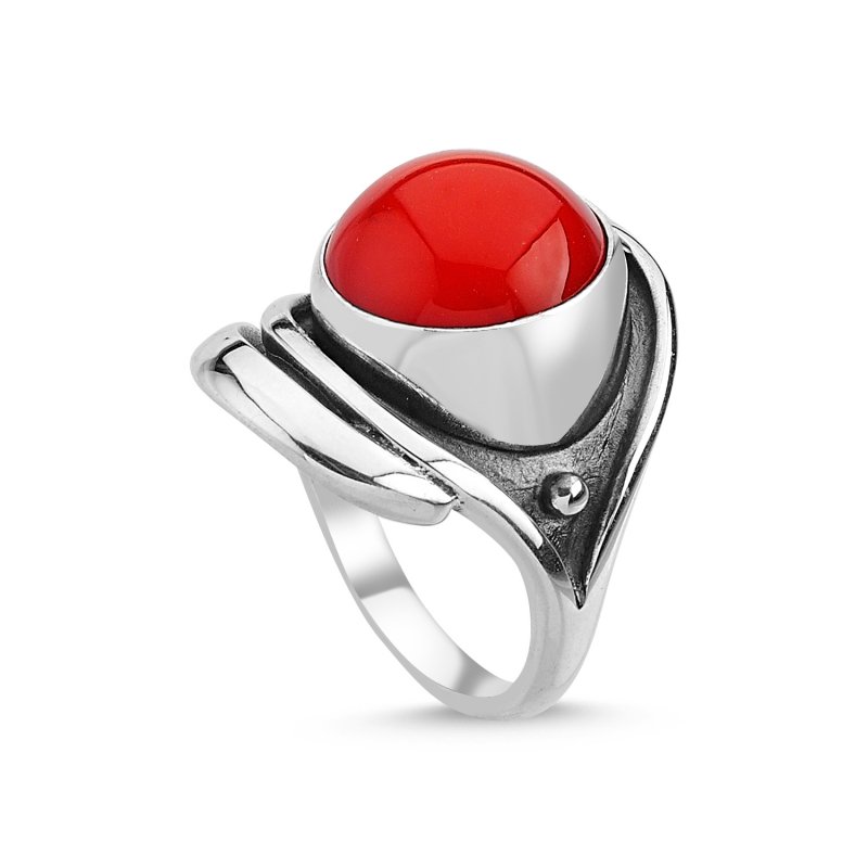 Coral Stone Handmade Ring - R84793