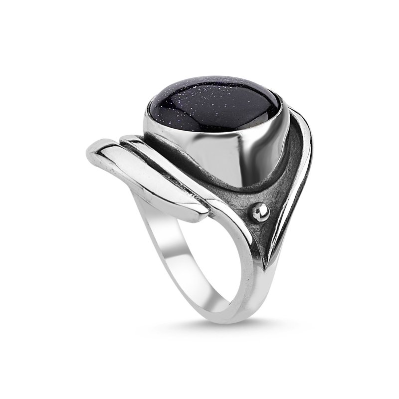 Blue Goldstone Stone Handmade Ring - R84794