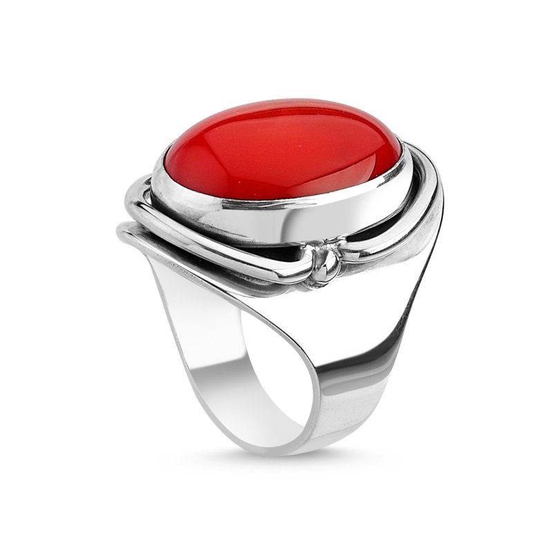 Coral Stone Handmade Ring  - R84809