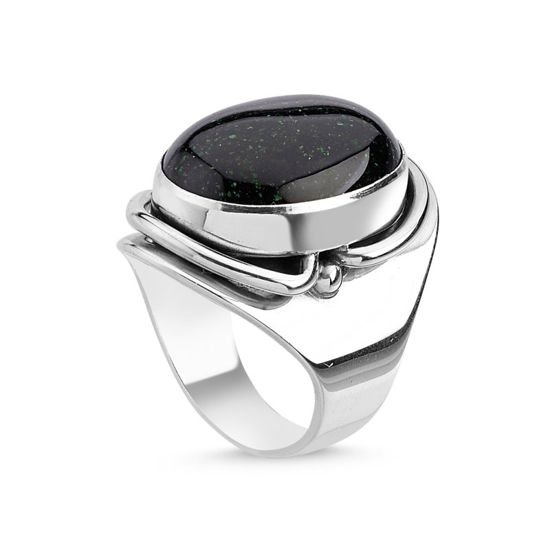 Green Goldstone Handmade Ring - R84812