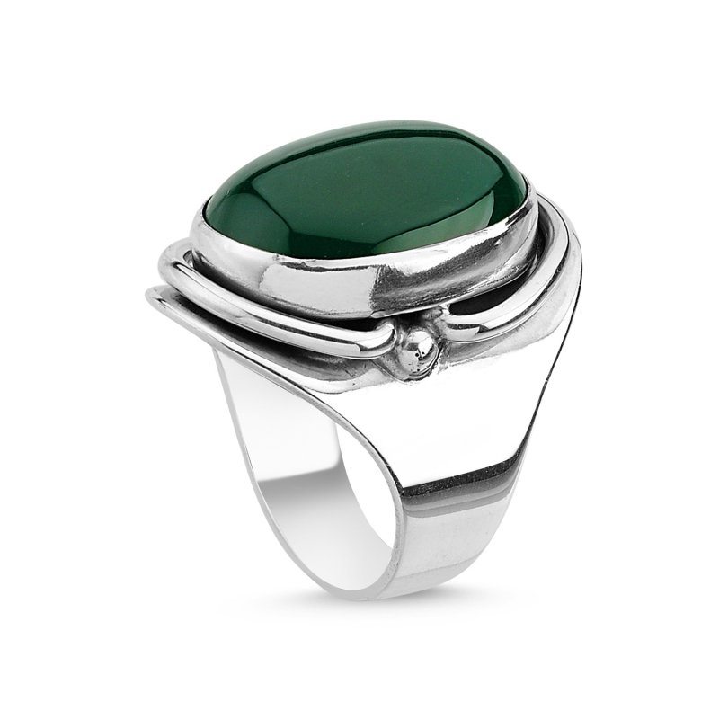 Green Agate Handmade Ring - R84815