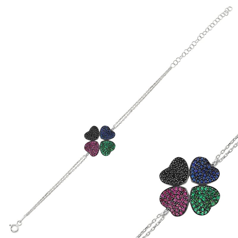 Mix CZ Clover Bracelet - B84900