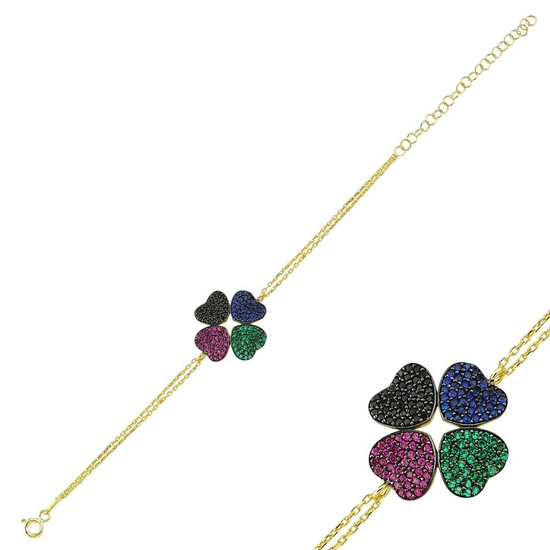 Mix CZ Clover Bracelet - B84900