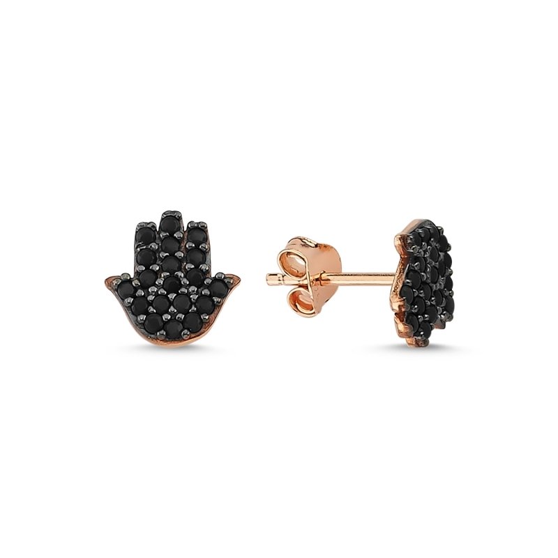 Hamsa Black CZ Stud Earrings - E84903