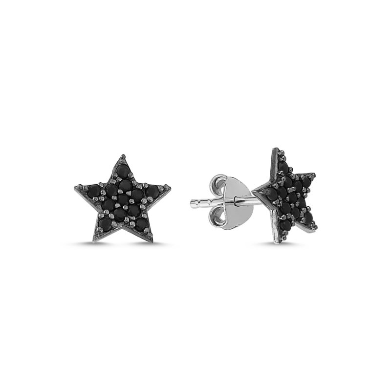 Star Black CZ Stud Earrings - E84909