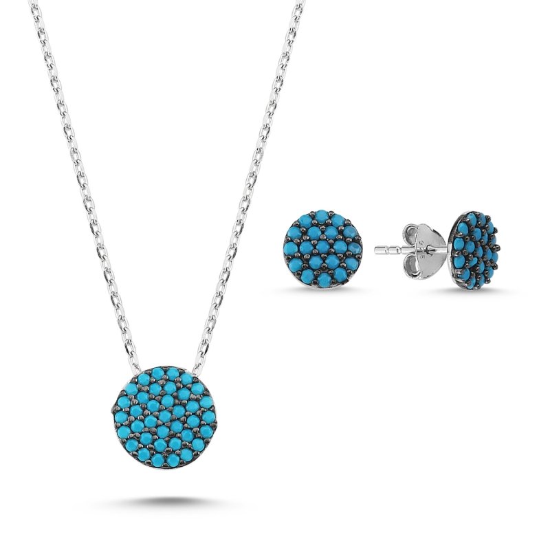 Yuvarlak Nano Turkuaz Taşlı Set - S84931