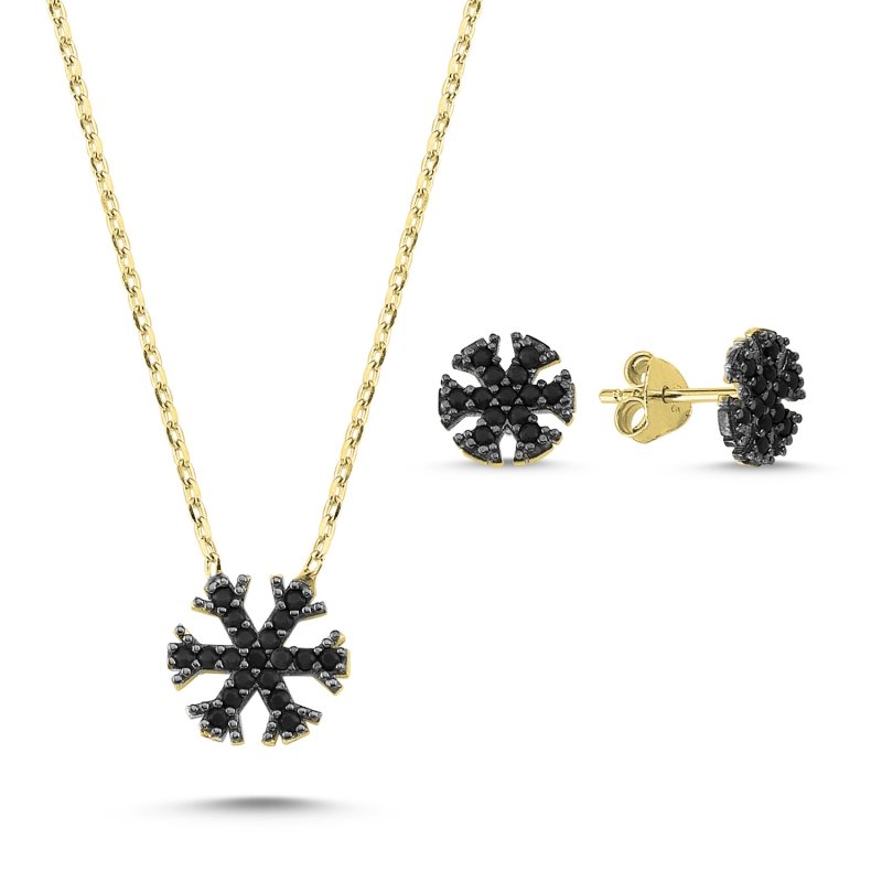 Black CZ Snowflake Set - S84933