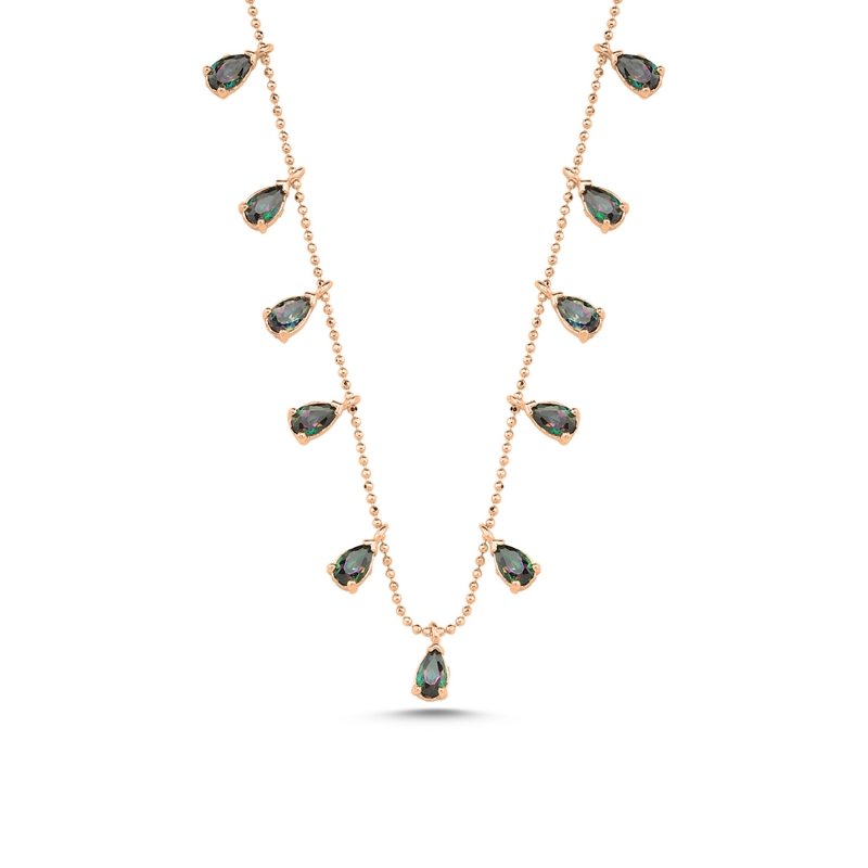 Teardrop Mystic Topaz CZ Dangle Charm Necklace - N84954