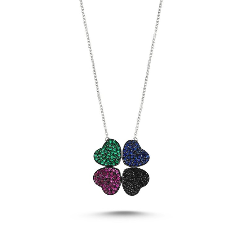 Mix CZ Clover Necklace - N84971