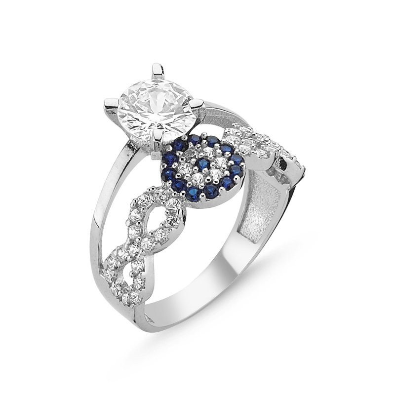 CZ Infinity Evil Eye Half Eternity & Solitaire Ring - R84999