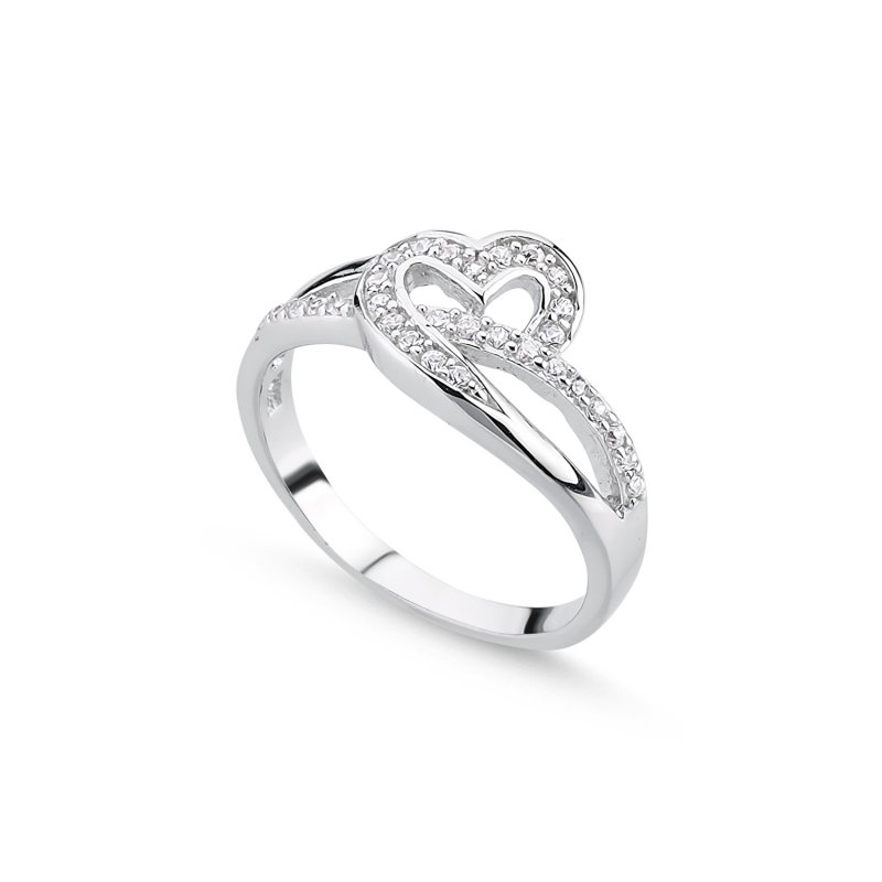Details about   925 Sterling Silver C Z Heart Design Ring 