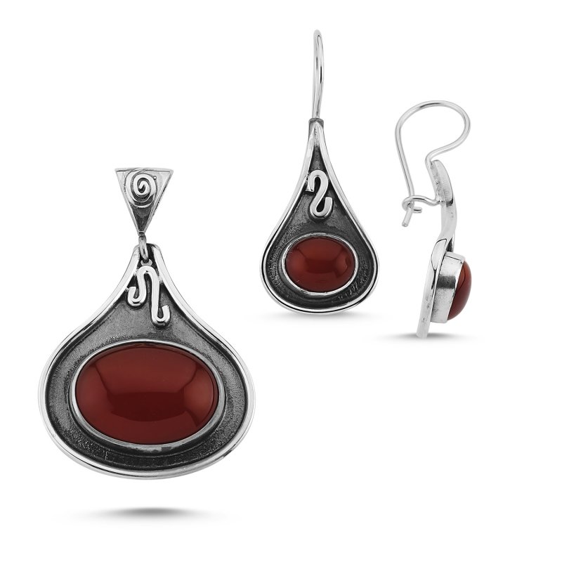 Handmade Set with Red Agate - S85309