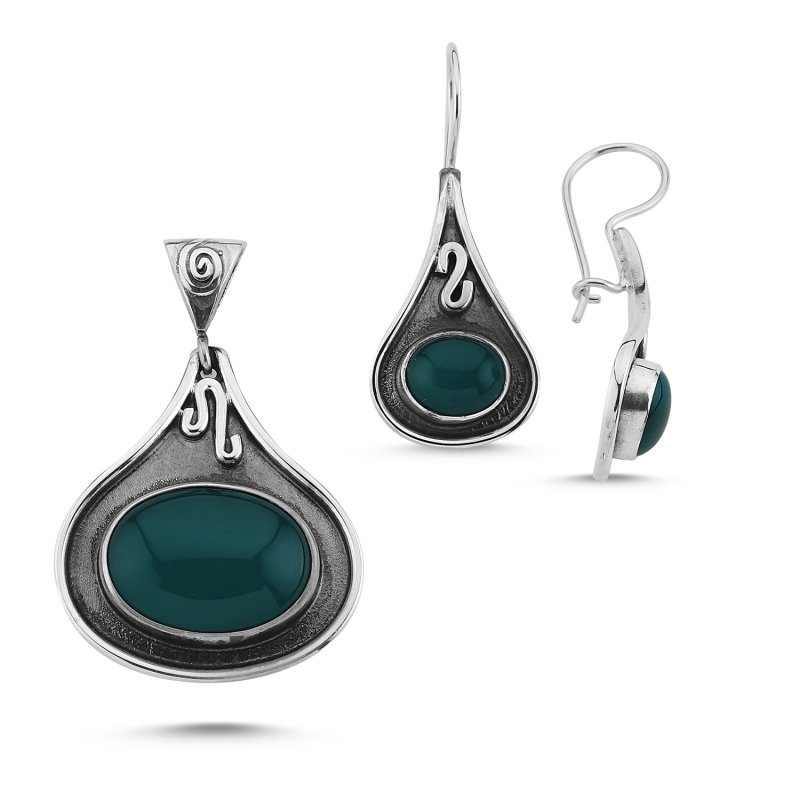 Handmade Set with Green Agate - S85310