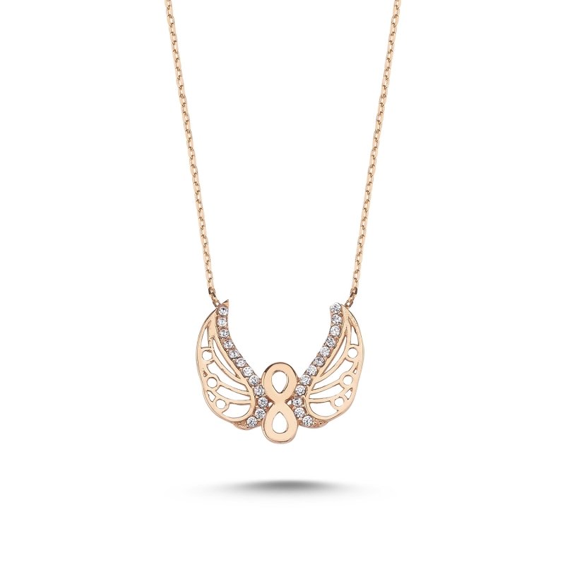 Wings & Infinity Necklace with CZ - N85355