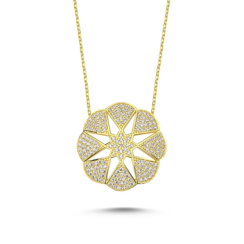 Star in Flower Necklace with CZ - N85361