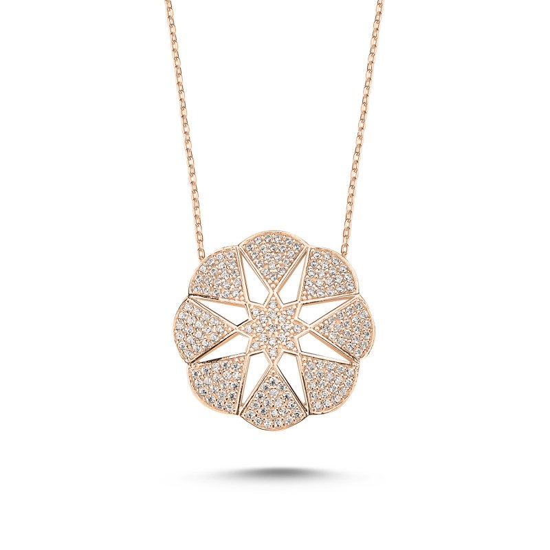 Star in Flower Necklace with CZ - N85361