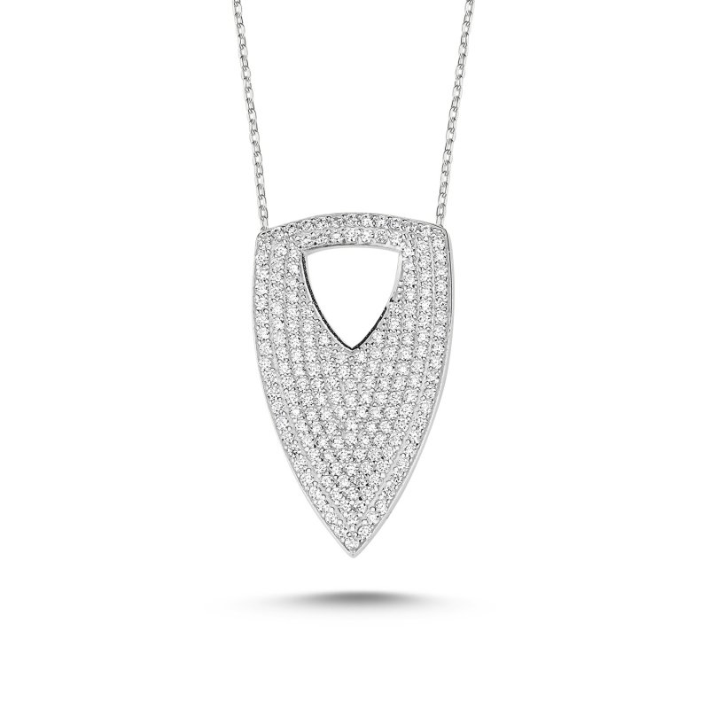 Golden Shield Necklace with CZ - N85364