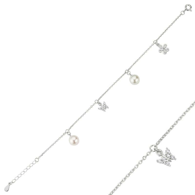 Charm Bracelet with CZ & Mallorca Pearl - B85388