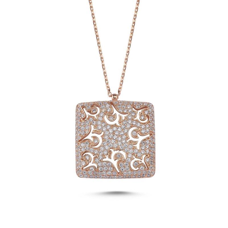 Square Ajour CZ Necklace - N85479