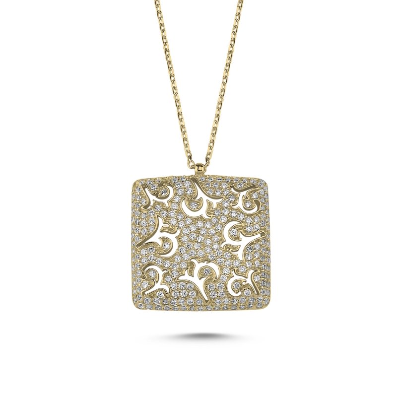Square Ajour CZ Necklace - N85479