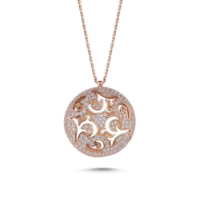 Ajour CZ Round Necklace - N85482