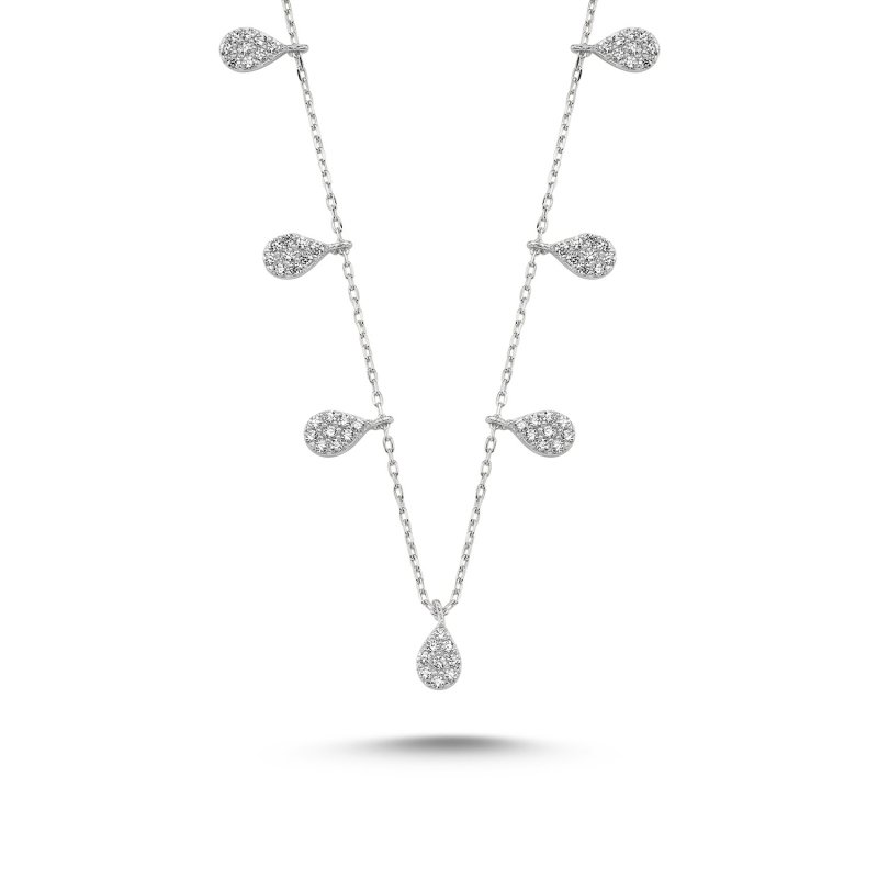 CZ Drop Charm Necklace - N85542