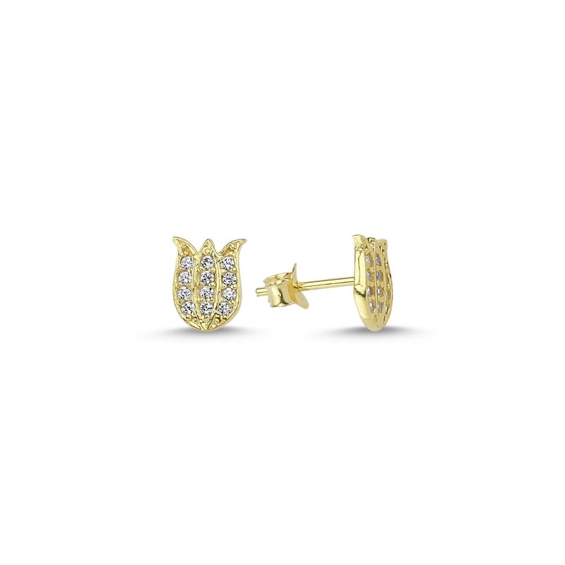 CZ Tulip Stud Earrings - E85550