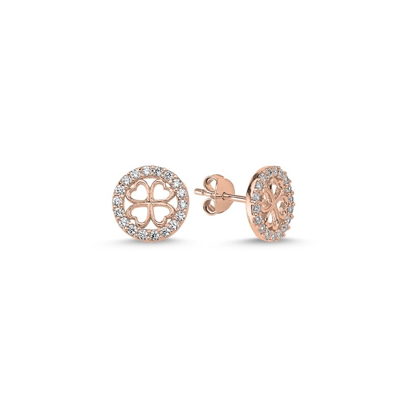 CZ Clover Stud Earrings - E85554