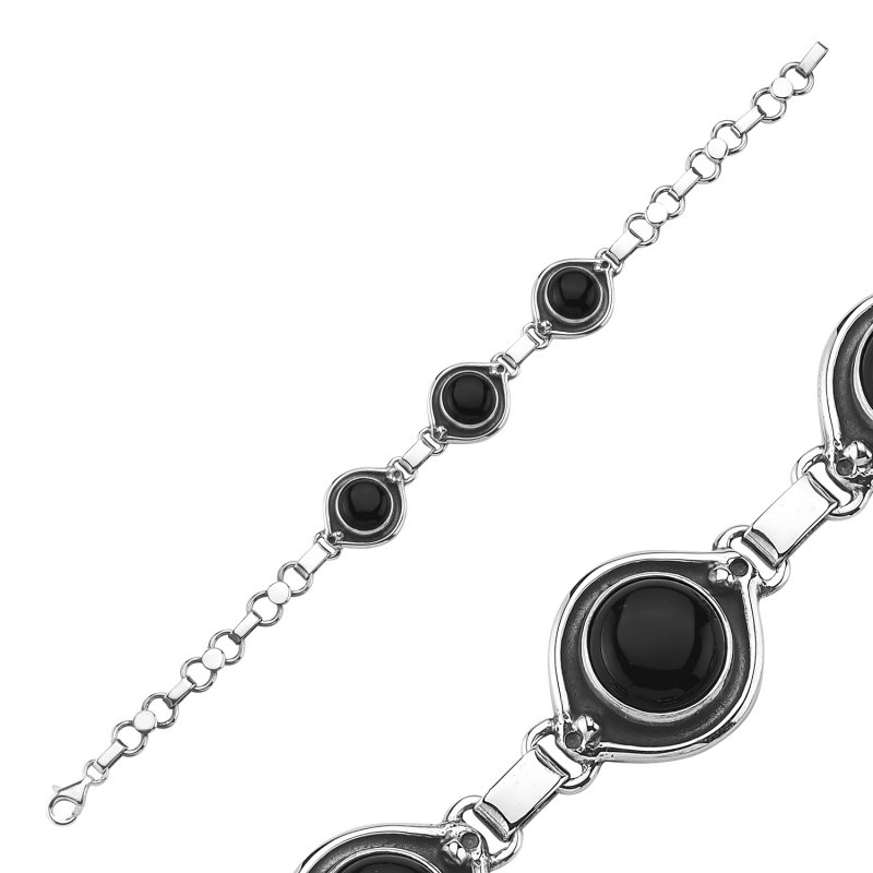 Onyx Sterling Silver Handmade Bracelet - B85597