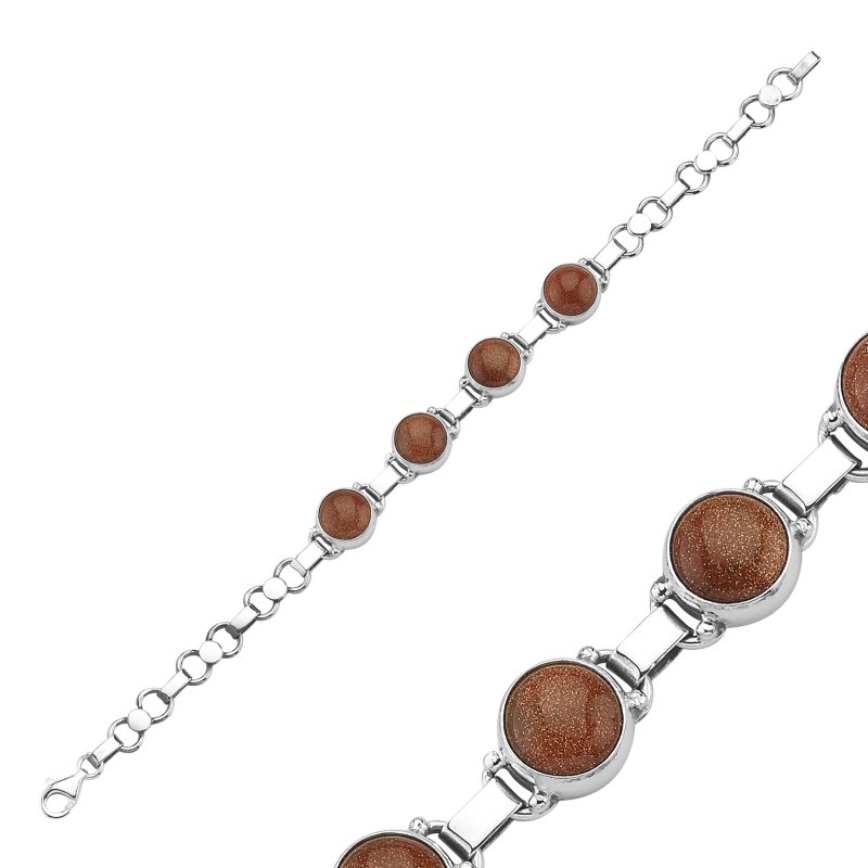 Goldstone Sterling Silver Handmade Bracelet - B85614