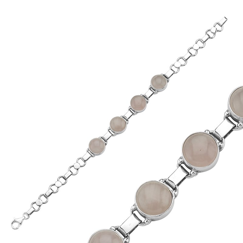 Rose Quartz Sterling Silver Handmade Bracelet - B85622