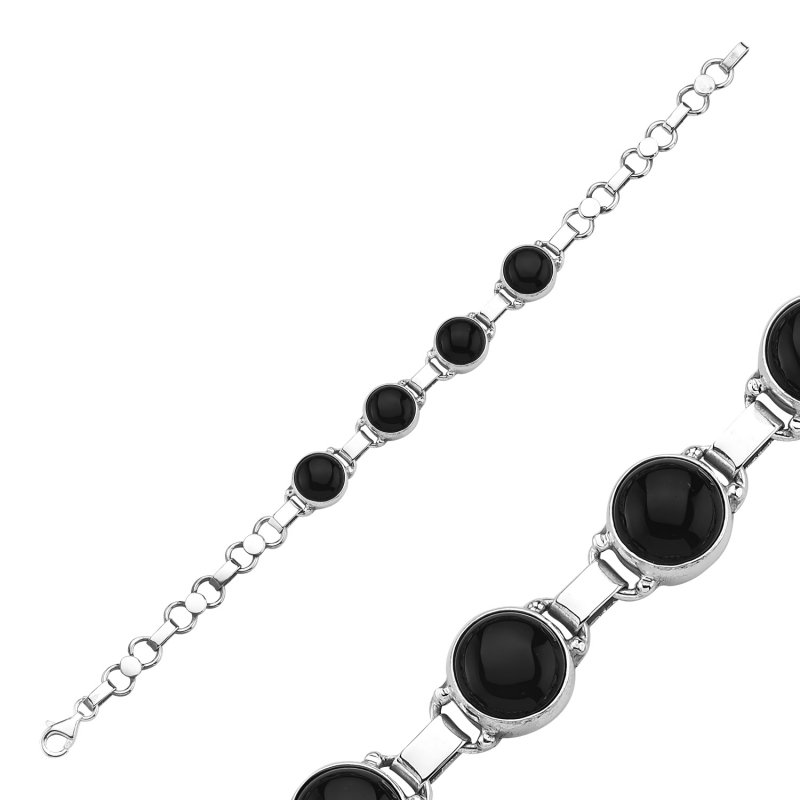 Onyx Sterling Silver Handmade Bracelet - B85625