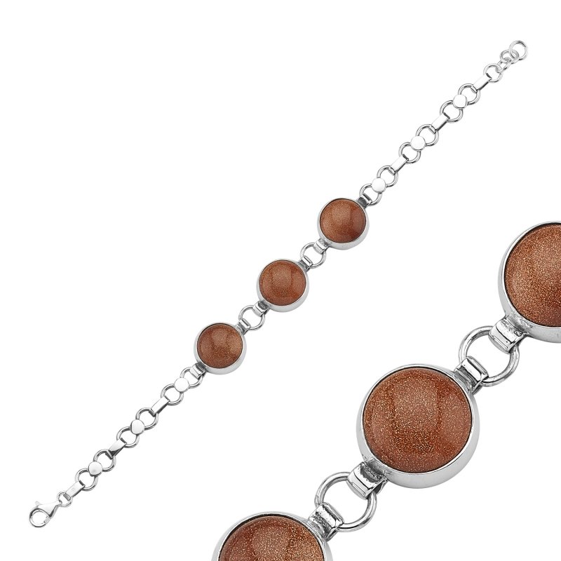 Goldstone Sterling Silver Handmade Bracelet - B85630