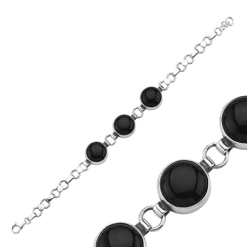 Onyx Sterling Silver Handmade Bracelet - B85633