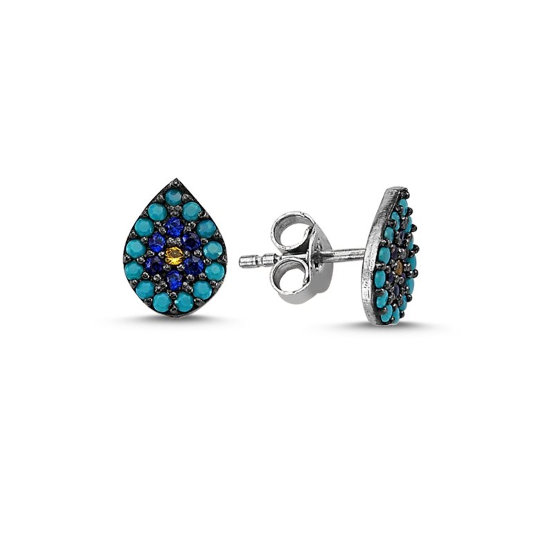 Drop Evil Eye CZ Stud Earrings - E85645