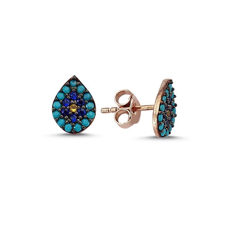 Drop Evil Eye CZ Stud Earrings - E85645
