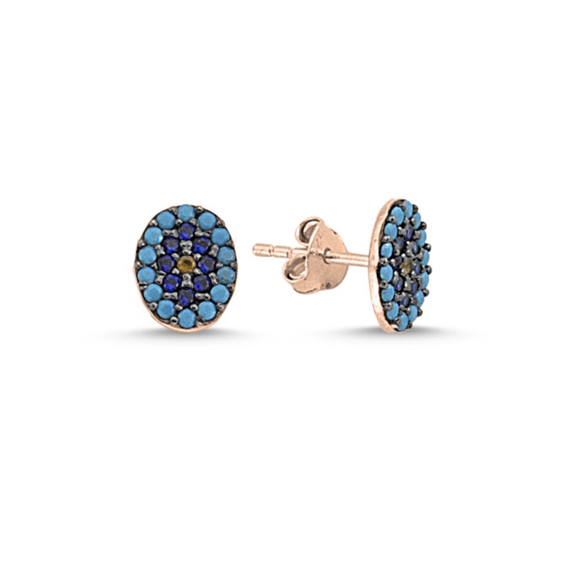 Oval Evil Eye CZ Stud Earrings - E85646