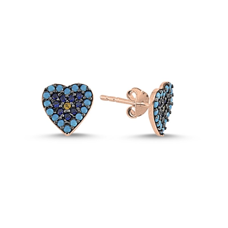 Heart Evil Eye CZ Stud Earrings - E85647